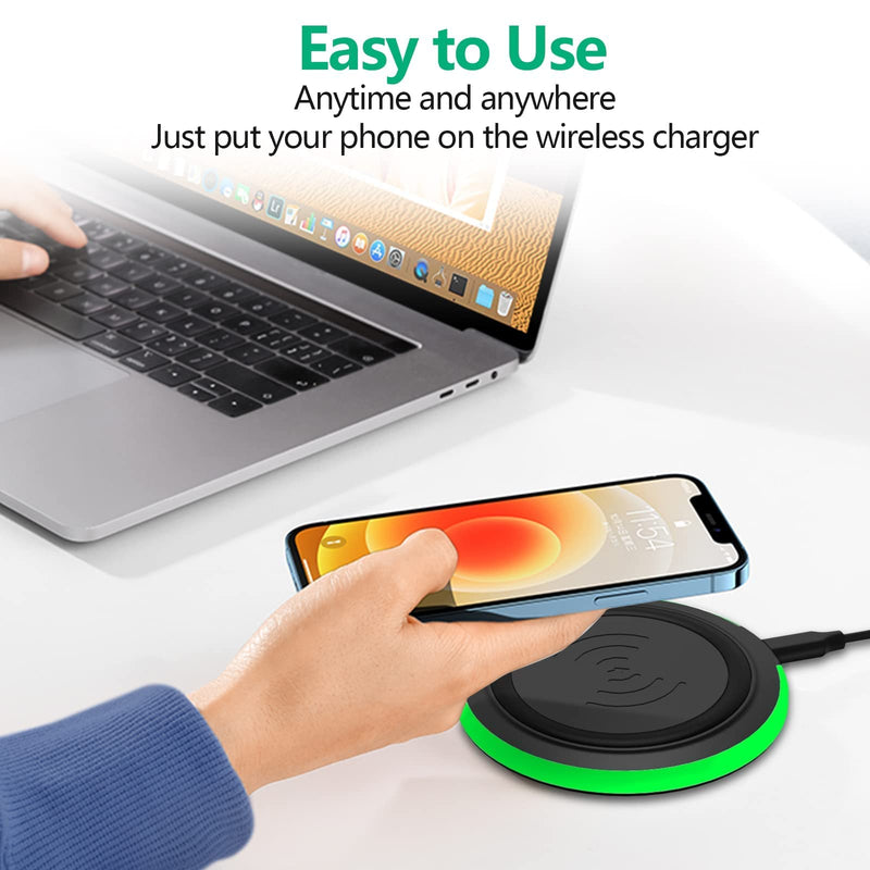 [Australia - AusPower] - Wireless Charger 15W Max Fast Wireless Charging Pad Qi-Certified PowerWave Pad Compatible for iPhone 13/13Pro/13 Pro Max/12Pro/12Pro Max/11/SE 2020, Samsung Galaxy S21/S20/Note 10/S10, AirPods Pro 