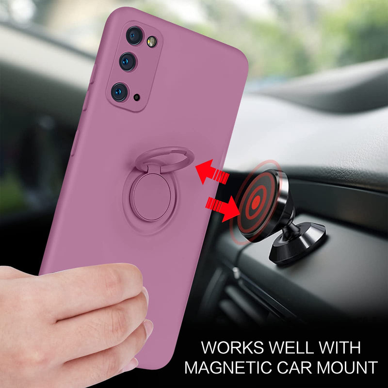 [Australia - AusPower] - BENTOBEN Galaxy S20 Case, Phone Case Samsung S20 5G 2020, Slim Silicone 360° Ring Holder Kickstand Support Car Mount Soft Rubber Hybrid Hard Protection Shockproof Bumper Girl Women Cover, Deep Purple V152-Deep Purple 