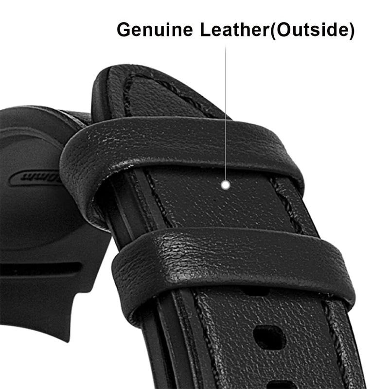 [Australia - AusPower] - PINHEN Band Compatible with Samsung Galaxy Watch 4 40mm 46mm Bracelet, 20mm Leather Hybrid Silicone Watch Band Replacement Strap for (2021) Galaxy Watch 4 40mm 44mm / Galaxy Watch4 Classic 42mm 46mm Smartwatches Black 