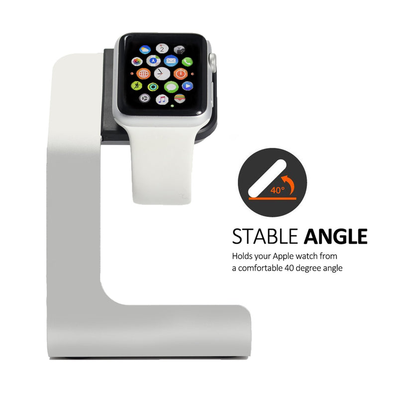 [Australia - AusPower] - Apple Watch Stand-Tranesca Apple Watch Charger Stand Holder Dock for Series 7/6 / 5/4 / 3/2 / 1/ SE (38mm / 40mm / 41mm / 42mm / 44mm / 45mm) - Silver Grey - Must Have Apple Watch Accessories 