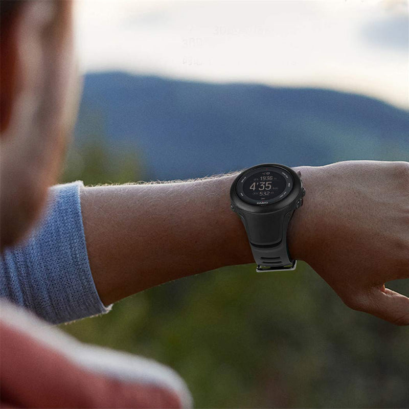 [Australia - AusPower] - Picowe Watch Band Strap, All Black Replacement Strap Compatible with Suunto Ambit 1/2/2S/2R/3 Sport/3 Run/3 Peak (With Screws) Including Screws 