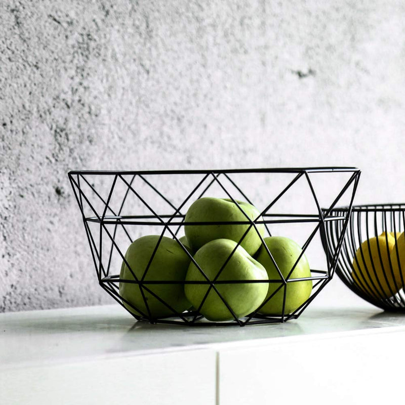 [Australia - AusPower] - Teetookea Metal Wire Fruit Basket, Creative Mesh Fruit Bowl, Round Metal Storage Holder, Modern Style Container for Kitchen Counter, Table Centerpiece Decorative, Countertop, Home Decor (Large) 