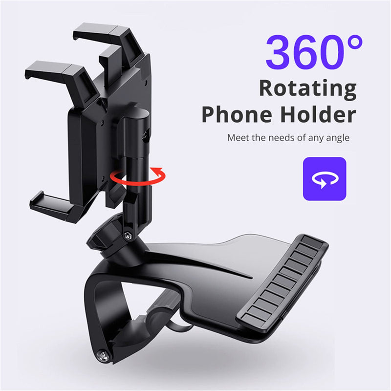 [Australia - AusPower] - Phone Holder for Car Dashboard Mount 1200°Rotation Universal Car Cell Mobile Stands Rearview Mirror Sun Visor Car Automobile Cradles GPS Navigation Bracket for 3 to 7 Inch Smartphones Iphone12 Pro/11 Black2 