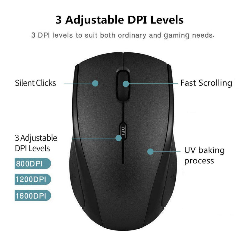 [Australia - AusPower] - Type C Wireless Mouse, USB C Gaming Wireless Mice 2.4G Silent Ergonomic with 3 DPI Levels Compatible with Samsung Chromebook, Google Pixelbook, Dell, HP OMEN, More Device (Black) Black 