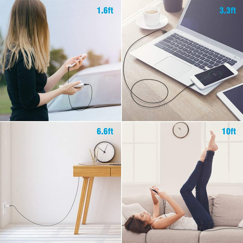 [Australia - AusPower] - 360°&180° Rotation Magnetic Charging Cable[6-Pack, 1.6ft/3.3ft/3.3ft/6.6ft/6.6ft/10ft], Melonboy Magnetic Phone Charger, 3 in 1 Magnetic Cable Compatible with Micro USB, Type C - Black 