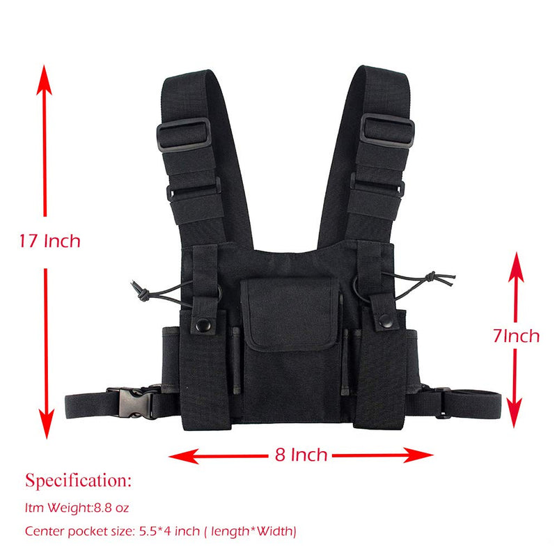[Australia - AusPower] - Clape Radio Chest Harness Universal Hands Free Walkie Talkies Front Pack Pouch Pocket Carry Case Vest Rig for 2 Way Radio 