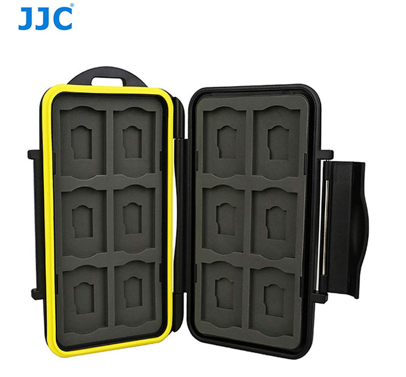 [Australia - AusPower] - JJC MC-SDMSD24 Ruggard SD Card Case, Micro SD Card Case, Water-Resistant Case for SD Micro SD Cards, Rubber Sealed Ergonomic Locking Easy Carrying Memory Card Case Fits 12 SD 12 Micro SD Cards Black SD Card + Micro SD Card 