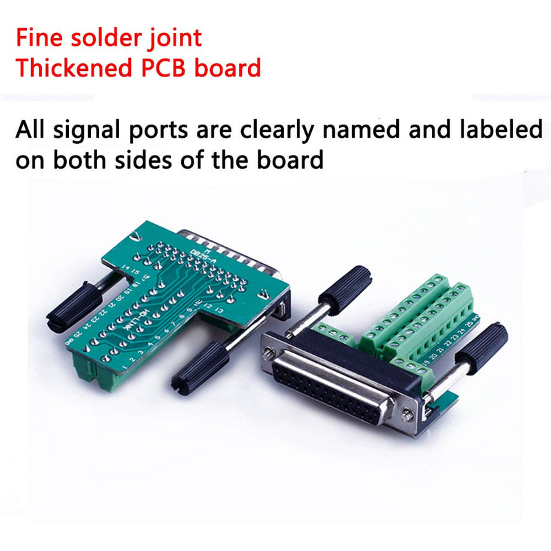 [Australia - AusPower] - ANMBEST 2PCS DB25 Solderless Connector, RS232 D-SUB Serial to 25-pin Port Terminal Male Adapter Breakout Board with Case Long Bolts Nuts 2PCS Male 