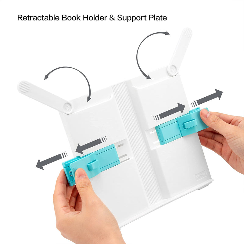 [Australia - AusPower] - Deli Book Stand, Foldable Adjustable Reading Rest Bookstand, Portable Sturdy Book Holder with Fixing Clips for Recipes Textbooks Tablet Music Books 