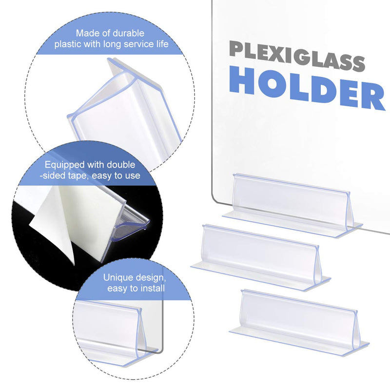 [Australia - AusPower] - Lenink 20Pcs Self Adhesive Sneeze Guard Holders, Plexiglass Holder Plexiglass Stand for 0.1 to 5mm Thick Fasten Acrylic Panels Plexiglass Sheets 