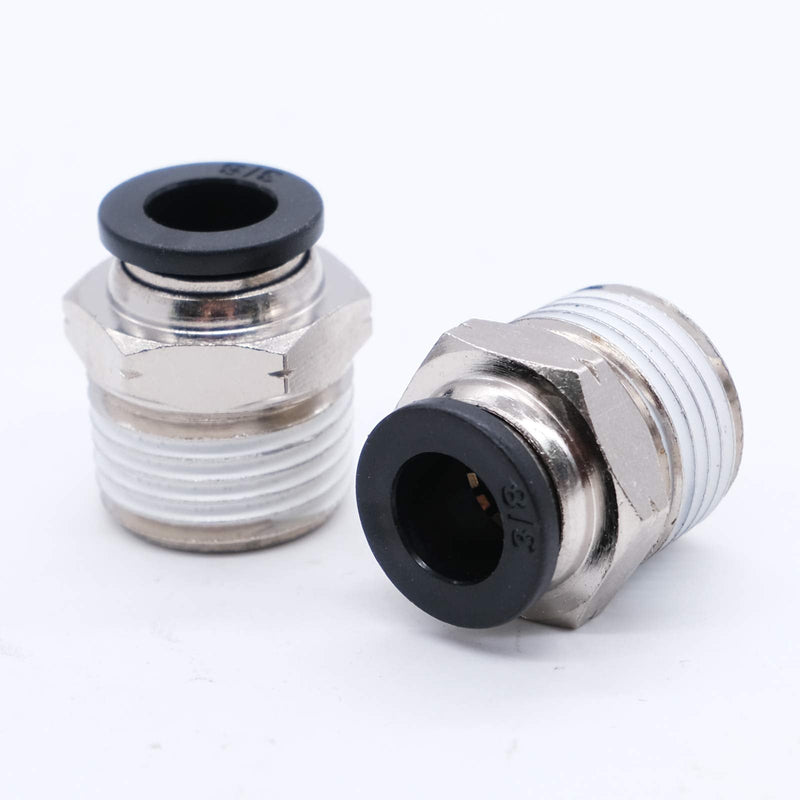 [Australia - AusPower] - mxuteuk 2pcs Push to Connect Tube Fittings Copper Pneumatic fittings Male Straight push in air hose fittings 3/8" Tube OD x 1/2" NPT Thread 3/8"OD x 1/2"NPT 2 