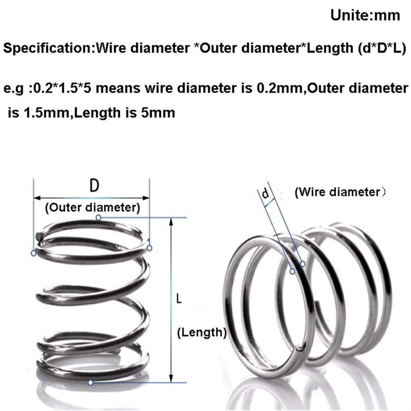 [Australia - AusPower] - 10Pcs Compression Springs Wire Diameter 0.7mm Outer Dia5mm Free Length 30mm Coil Mechanical Spring Set Silver Tone 0.7mmx5mm 0.7mmx5mmx30mm 