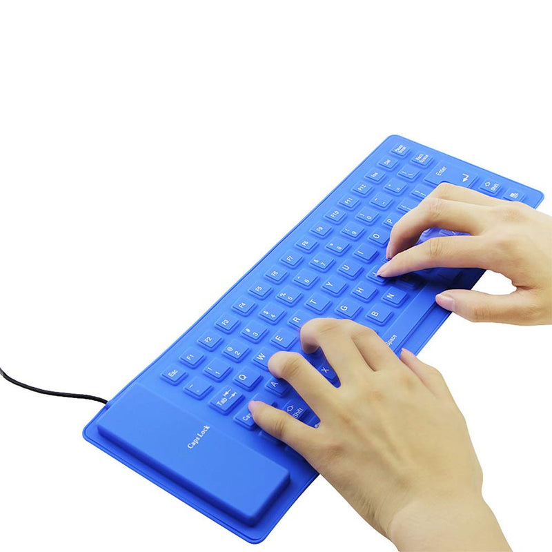 [Australia - AusPower] - Foldable Silicone Keyboard, USB Wired 85 Keys Waterproof Rollup Silent Typing Soft Touch Keyboard for PC Notebook Laptop(Blue) 