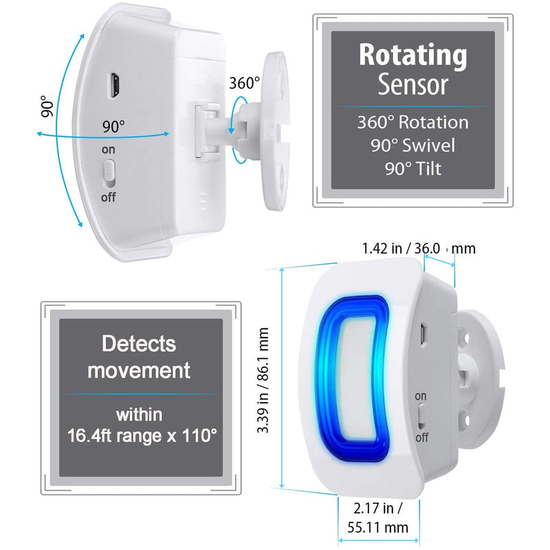 [Australia - AusPower] - Wireless Caregiver Pager Motion Sensor Alert Room Bed Alarm and Fall Prevention for Home Elderly Kids with 1 Receiver and 1 Motion Detector 