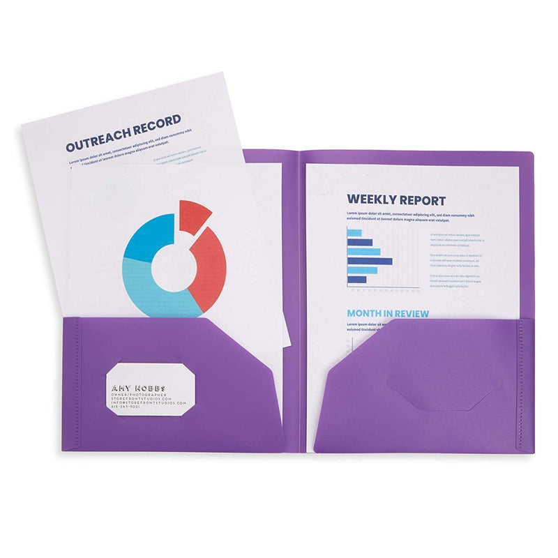 [Australia - AusPower] - 6 Pack Multicolor Plastic Two Pocket Folders, Plastic Folders with 2 Pockets and Business Card Slot, 2 Pocket Plastic Folders for School, Home, and Work, 6 Pack Plastic Folders 