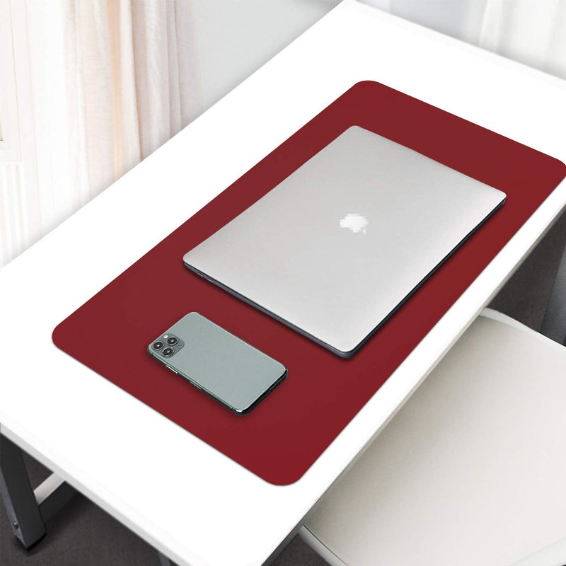 [Australia - AusPower] - Dual Sided Leather Desk Pad (23.6 x 13.7"), Office Waterproof Desk Mat, PU Mouse Pad, Desk Protector Cover, Desk Writing Mat for Office/Home/Work/Cubicle (Black/Red) A-black/Red 23.6“ x 13.7" 