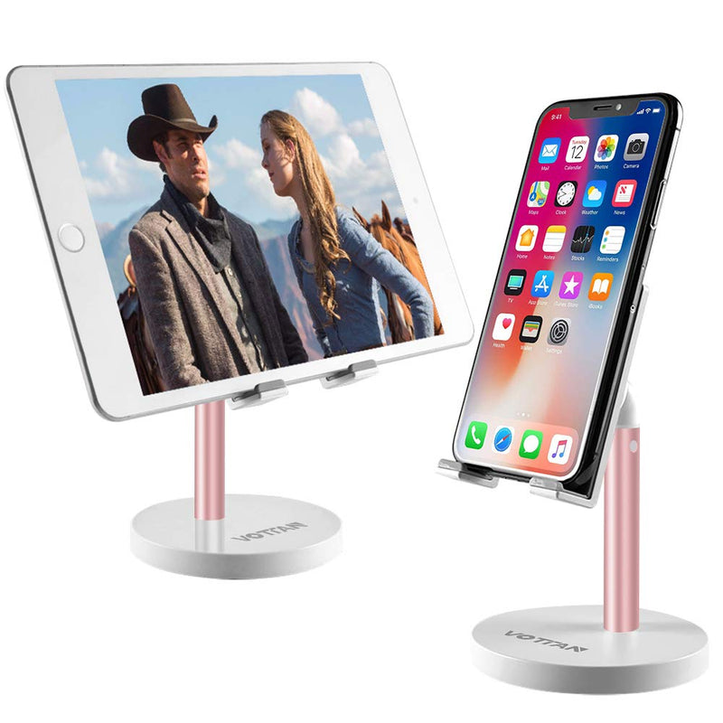 [Australia - AusPower] - Cell Phone Stand, Adjustable Angle Height Desk Phone Dock Cellphone Holder for iPhone SE / 11 / 11 Pro/XS Max/XR/12/12 Pro, Samsung Galaxy S20 / S10 / S9 / S8, Other Phones (3.5-10 Inch) Rose Gold 