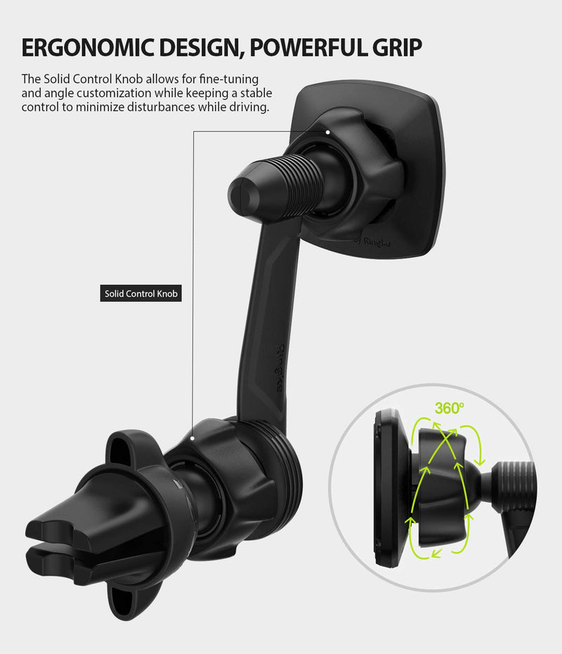 [Australia - AusPower] - Ringke Power Clip Wing Magnetic Car Mount Phone Holder Premium Air Vent Cradle 360° Rotation Long Reach Neck Cell Phone Automobile Cradles for Universal Smartphone 