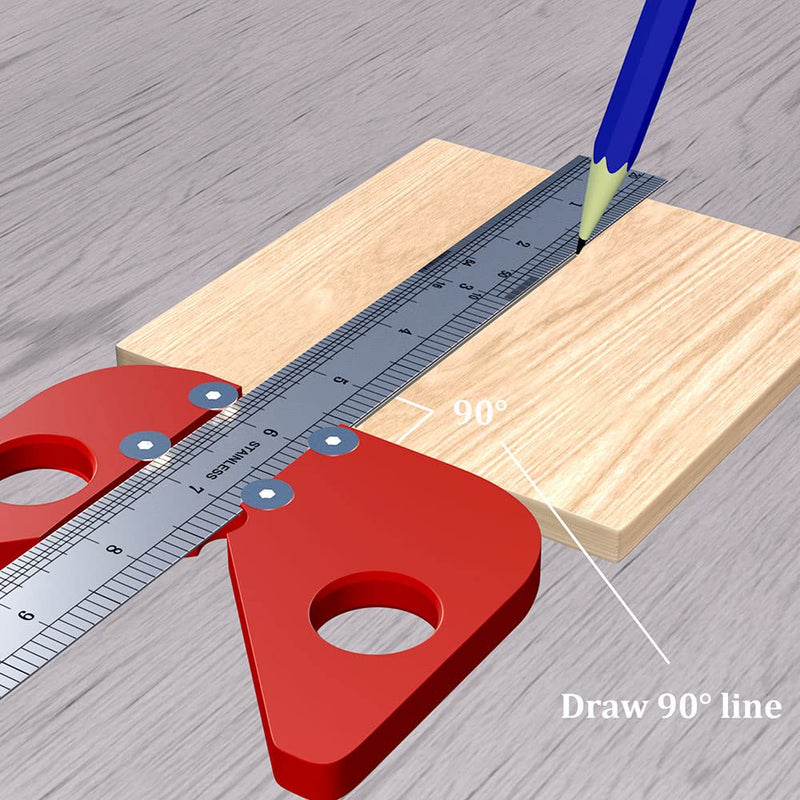 [Australia - AusPower] - Center Scribe Square Center Scribe Measuring Tool Aluminum Alloy Center Finder Line Gauge Replaceable Ruler 