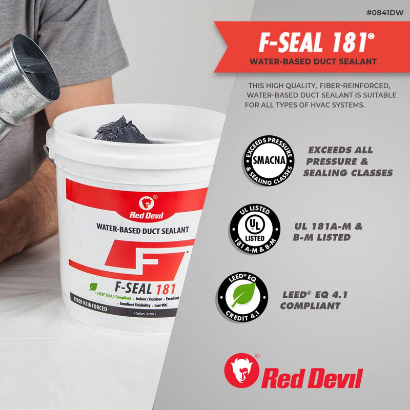 [Australia - AusPower] - Red Devil 0846DX F-Seal 181 Fiber Reinforced Water Based Duct Sealant, 10.1 oz, Gray 1 - Pack 