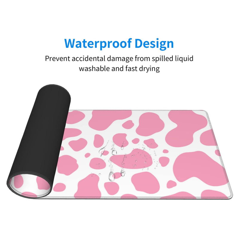 [Australia - AusPower] - Pink Cow Print Gaming Mouse Pad Large XL Desk Mat Long Extended Pads Big Mousepad for Home Office Decor Accessories 31.5 X 11.8 Inch Pink Cow Print 