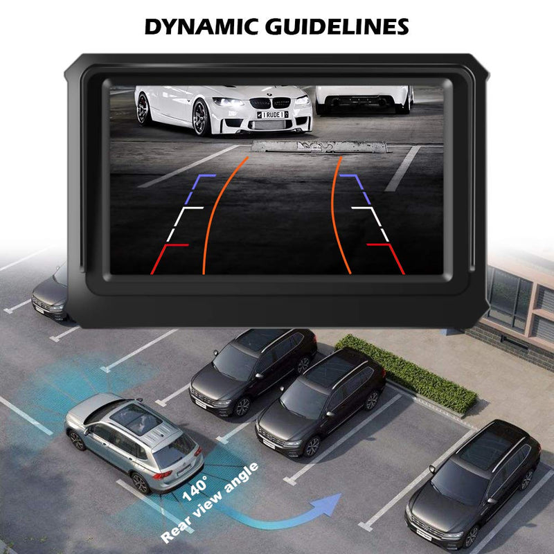 [Australia - AusPower] - Back up Camera, Niloghap Universal IP69K Waterproof Rear View Camera, 8 LED Lights Infrared Night-viewer with 140° Dynamic Path Guide Line Reverse Camera for Car Pickup Truck SUV RV Van Dark black 