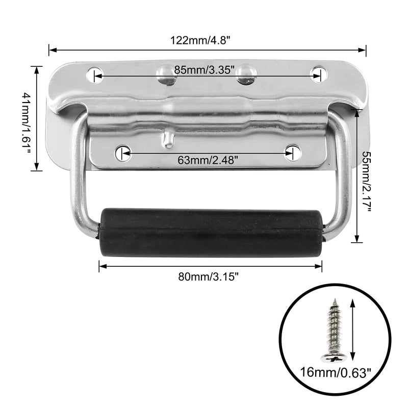 [Australia - AusPower] - Bonsicoky 2Pcs Surface Mount Spring Loaded Speaker Case Handles, 4.8" x 1.61" 304 Stainless Steel Chest Handles, Black 4.8" x 1.6" 