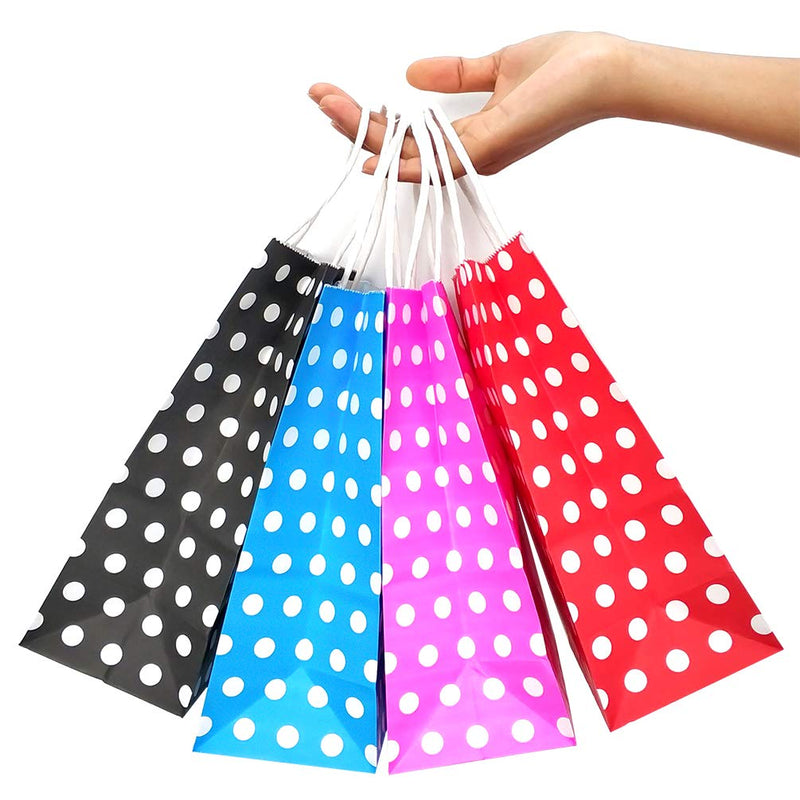 [Australia - AusPower] - 25 PCS Gift Bags Black Kraft Paper Bags with Handles and White Dots for Kid’s Birthday Wedding Holiday Party Supplies by ADIDO EVA (8.2 x 6 x 3.1 in) Black gift bags 25 8.2x6x3.1 Inch (Pack of 25) 