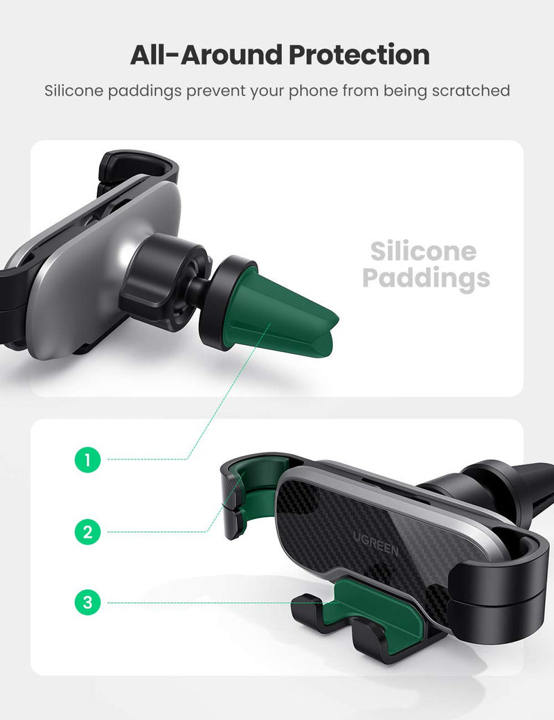 [Australia - AusPower] - UGREEN Car Phone Holder Air Vent Mount Gravity Auto Clamp Retractable Cradle Clip Compatible for iPhone 13 12 Pro SE 11 Max XR XS 8 7 Samsung Galaxy Note20 Ultra S20 S10 A71 A70 
