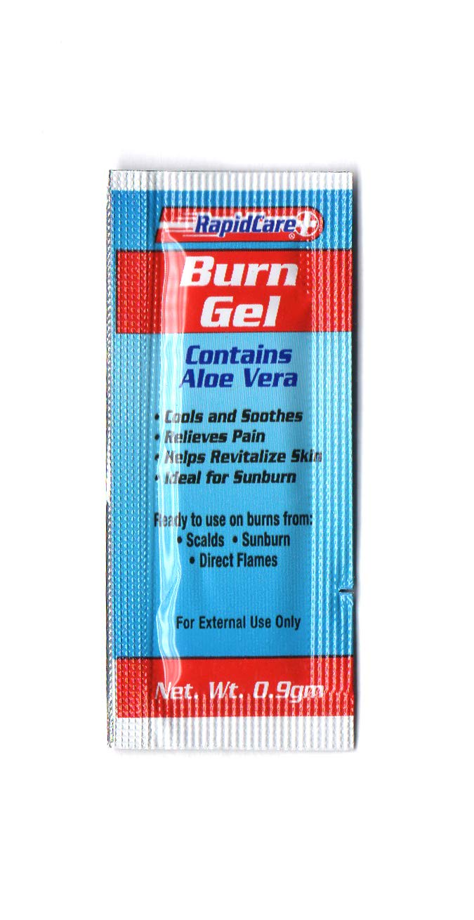 [Australia - AusPower] - Rapid Care First Aid 401-25-4 Emergency Burn Gel Pouches with Aloe Vera, Relieves Pain, Cools, Soothes Burns & Scalds, Lidocaine Free, 0.03oz (0.9gm) Packets, 4 Packs of 25 (Total 100) 