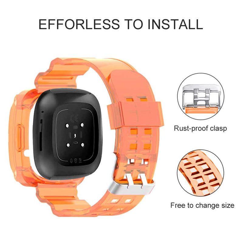 [Australia - AusPower] - ISABAKE Compatible with Fitbit Versa 3 Bands Replacement Band for Fitbit Sense & Fitbit Versa Smart Watch Women Men, Large（Orange） Orange 