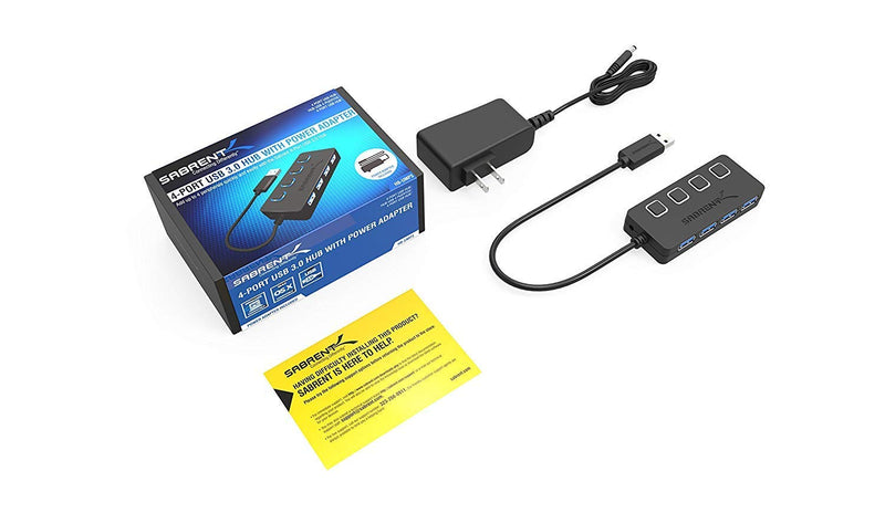 [Australia - AusPower] - SABRENT 4-Port USB 3.0 Hub with Individual LED Lit Power Switches, Includes 5V/2.5A Power Adapter (HB-UMP3) 