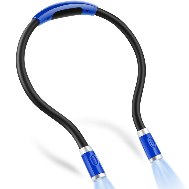 [Australia - AusPower] - Vekkia Rechargeable LED Neck Reading Light, Book Lights for Reading in Bed, 3 Brightness Levels, Flexible Soft Silicone Arms Comfortable Wear, Long Lasting. Perfect for Readers, Craft & Knitting Blue 