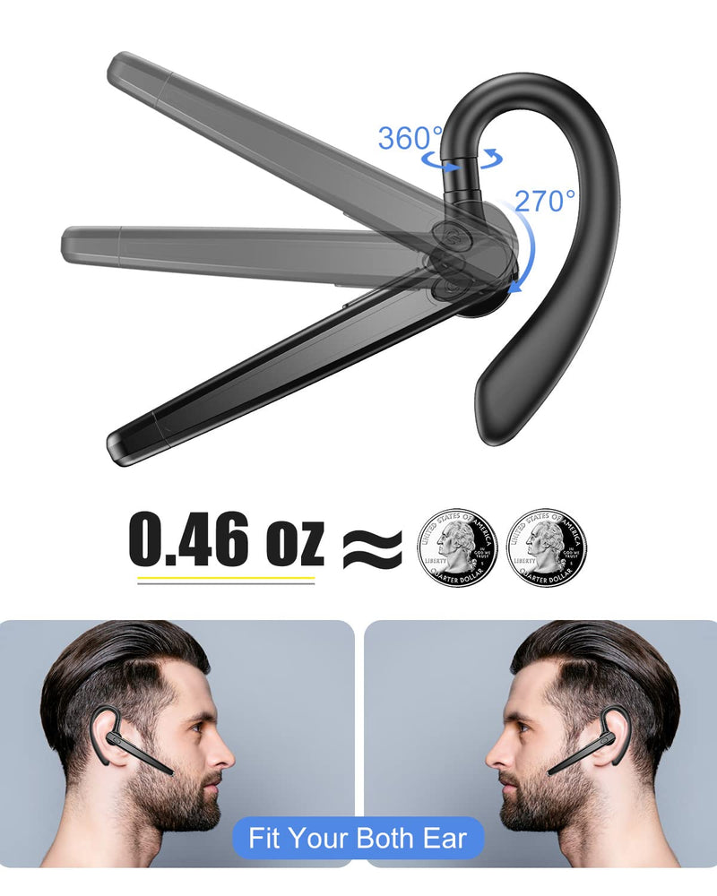 [Australia - AusPower] - Bluetooth Headset，Wireless Bluetooth Earpiece for Cell Phone 16Hrs HD Talktime CVC8.0 Dual Mic Noise Cancelling Hands Free Bluetooth Earpiece for Cell Phone iPhone Android Driving Business Office 