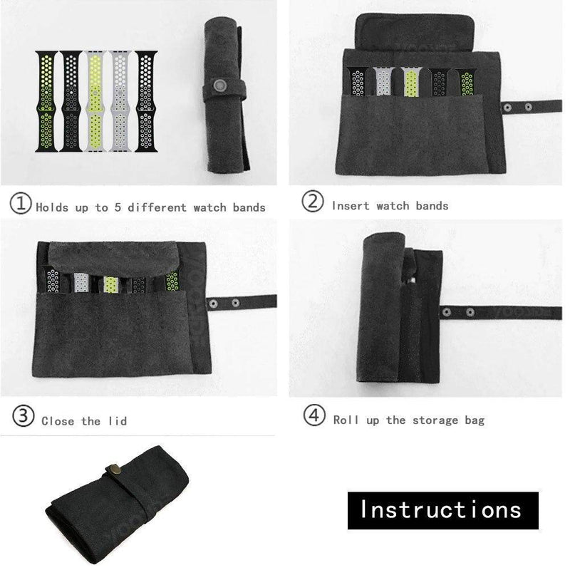 [Australia - AusPower] - YOOSIDE Watch Band Accessories,Smart Watch Band Protable Storage Bag Case Pouch Organizer-Compatible With Apple Watchbands, Garmin Watch Band, Samsung Watch Band etc -Cotton Canvas (Dark Grey) 