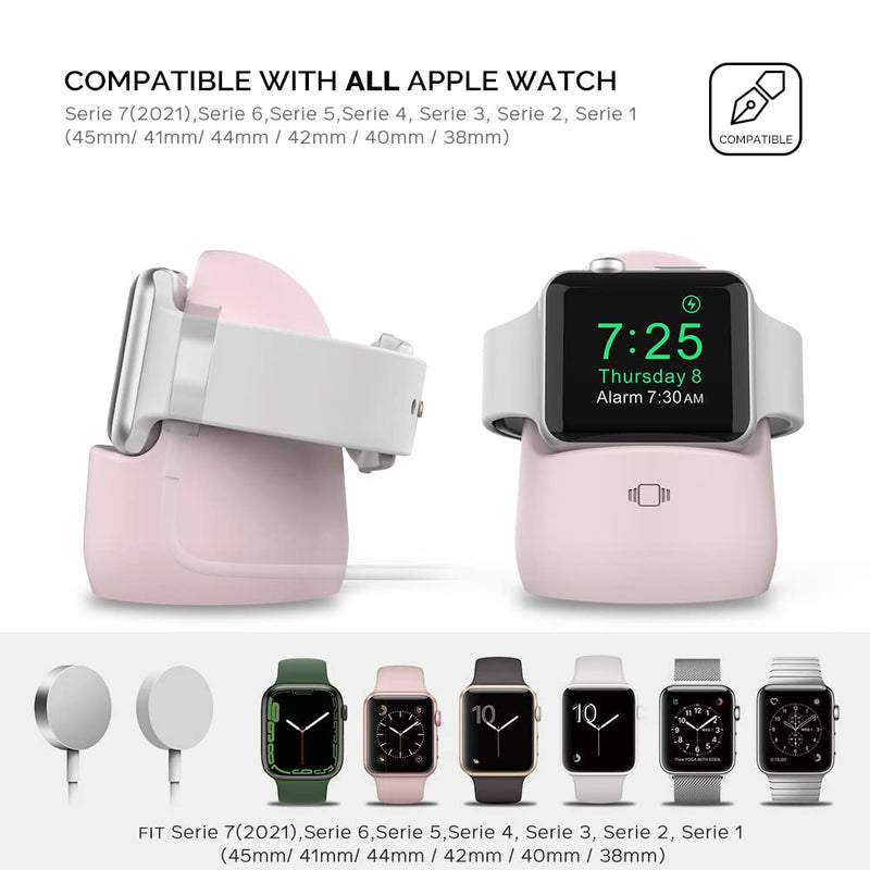 [Australia - AusPower] - AhaStyle iWatch Stand Silicone Charging Dock Holder Accessories for Apple Watch Series 7/6/5/4/3/2/1/SE(45/44/42/41/40/38mm), Supports Nightstand Mode【Adapters NOT Included】(Pink) Pink 