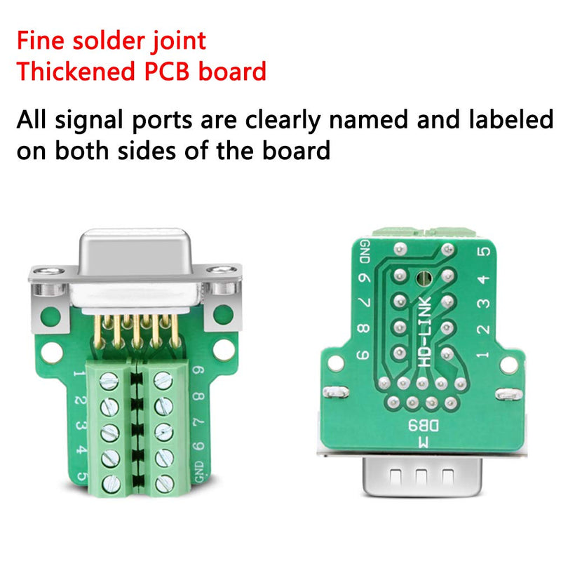 [Australia - AusPower] - ANMBEST 10PCS DB9 Male Breakout Connector,DB9 Solderless RS232 D-SUB Serial to 9-pin Port Terminal Adapter Connector Breakout Board with Case Long Bolts Tail Pipe 10PCS Male Adapter 