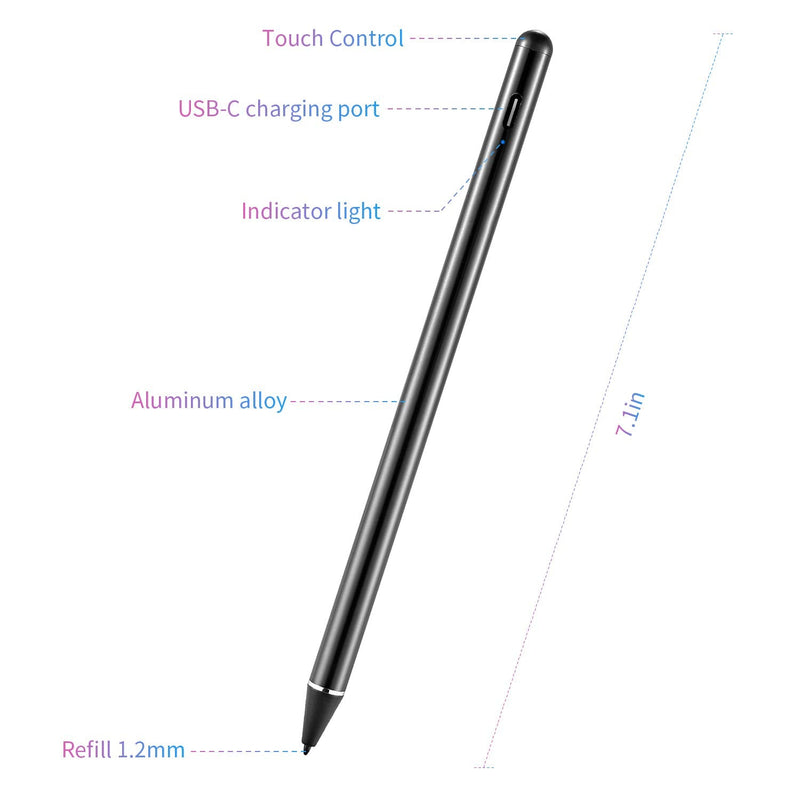 [Australia - AusPower] - Stylus Pen 2nd Gen,with Palm Rejection,for iPad Pro(3rd Gen 11 inch&12.5 inch)/iPad Air(3rd Gen)/iPad Mini(5th Gen)/ iPad 2018(6th Gen),High Precision Pen Designed for 2018&2019 iPad (Black) black 