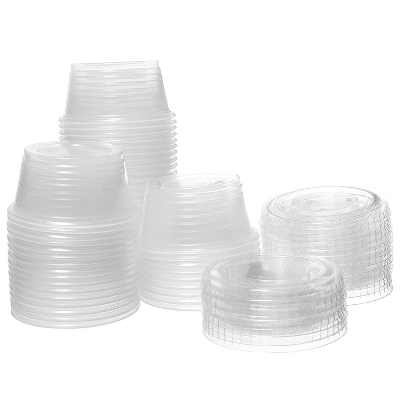 [Australia - AusPower] - DuraHome Plastic Portion Cups with Lids 2 oz. Pack of 150 Leakproof Jello Shot Cup Mini Containers for Salad Dressing Sauce Condiment Snack Souffle and Salsa, Disposable 150 Sets - 2oz. 