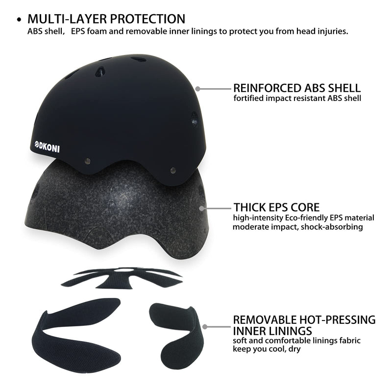 [Australia - AusPower] - Skateboard Helmet for Kids Bike Helmets: Toddler Bicycle Scooter Skate Cycling Skateboarding Inline Skating BMX Multi-Sport Helmet for Girls Boys BLACK Small:18.9-20.5inch(48-52cm) 