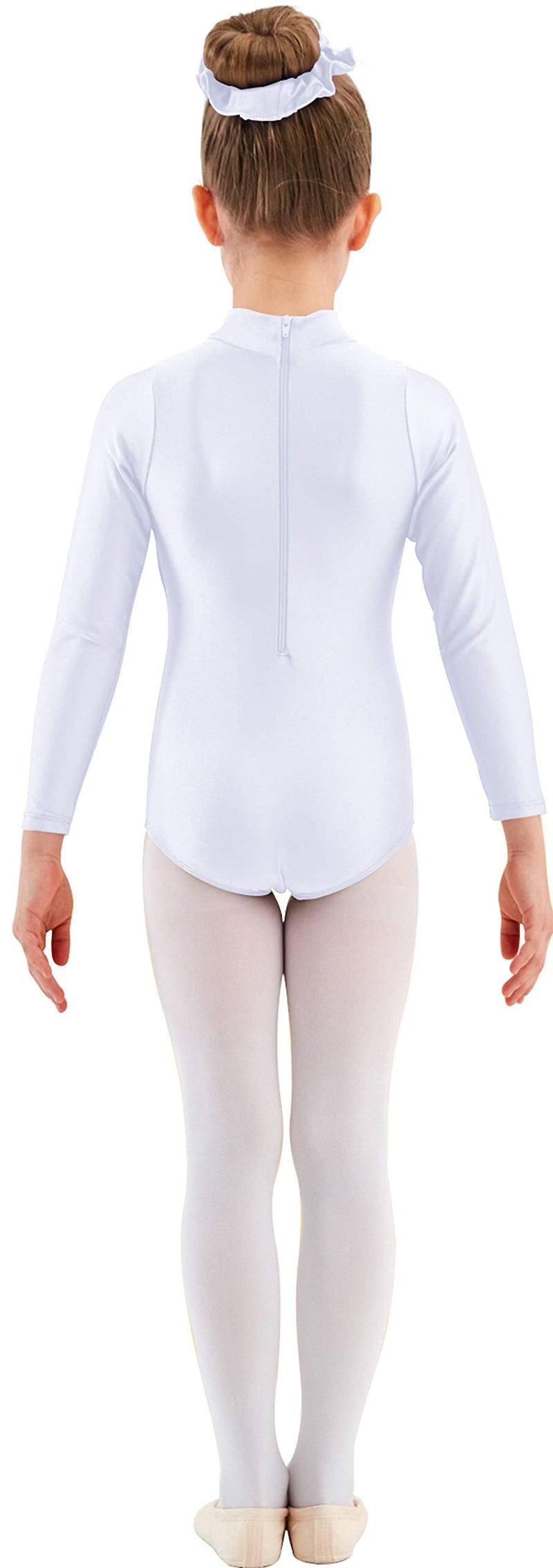 [Australia - AusPower] - Updated Toddler Girls Long Sleeve Ballet Dance Leotard for Kids and Teens White 6 