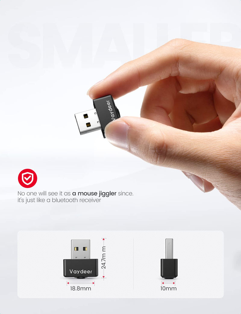 [Australia - AusPower] - VAYDEER Tiny Mouse Jiggler USB Port Mouse Mover Supports Multi-Track, Driver-Free, Plug-and-Play with ON/Off Switch Black Square Mouse Jiggler 