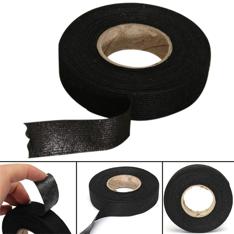 [Australia - AusPower] - 5 Rolls Wire Loom Harness Tape, Wiring Harness Cloth Tape, Wiring Loom Harness Adhesive Cloth Fabric Tap， Adhesive Fabric Tape for Automobile ，Wire harnessing Noise Damping Heat Proof(15 mm x 15 m) 
