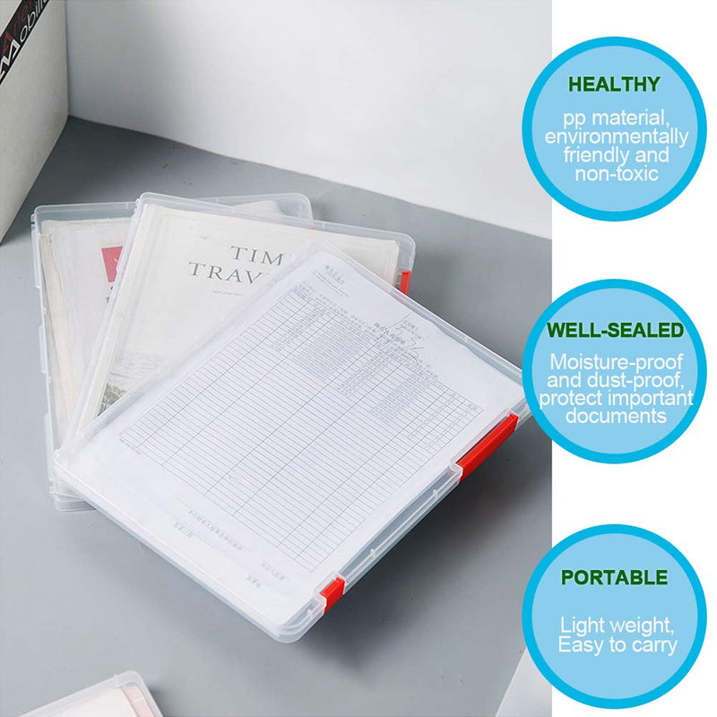 [Australia - AusPower] - A4 Plastic Portable Project Cases, Document File Folder, Clear Paper Storage Organizer Boxes for Tickets, Photos, Cards, Files, Documents, Office Supplies (3 Pcs) (A4) A4 