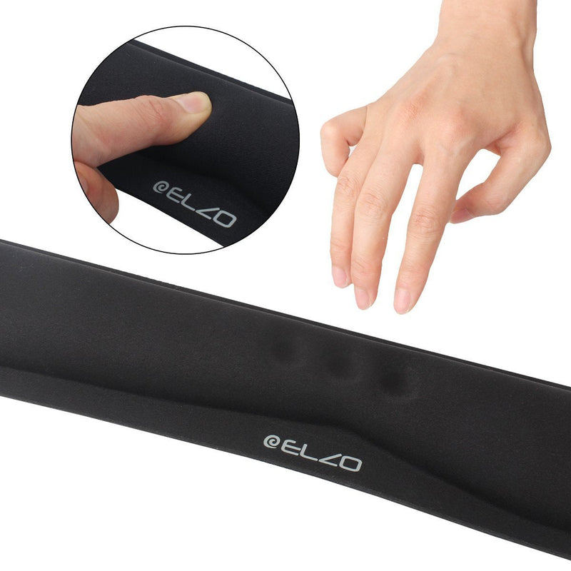 [Australia - AusPower] - ELZO Wrist Rest Support for Keyboard & Mouse Pad Combo with Comfortable Memory Foam Padding, Nonslip Rubber Base for PC Computer Laptop Mac Black-fiber 