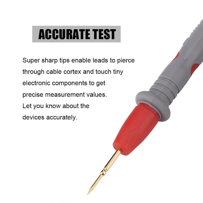 [Australia - AusPower] - 1000V 20A Multimeter Probe Ultra-Sharp Gold-Plated Probe Leads with Alligator Clips 