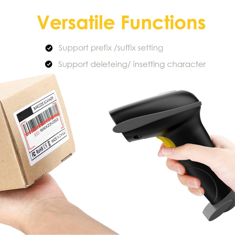 [Australia - AusPower] - NADAMOO Wireless Barcode Scanner 328 Feet Transmission Distance USB Cordless 1D Laser Automatic Barcode Reader Handhold Bar Code Scanner with USB Receiver for Store, Supermarket, Warehouse Gray 