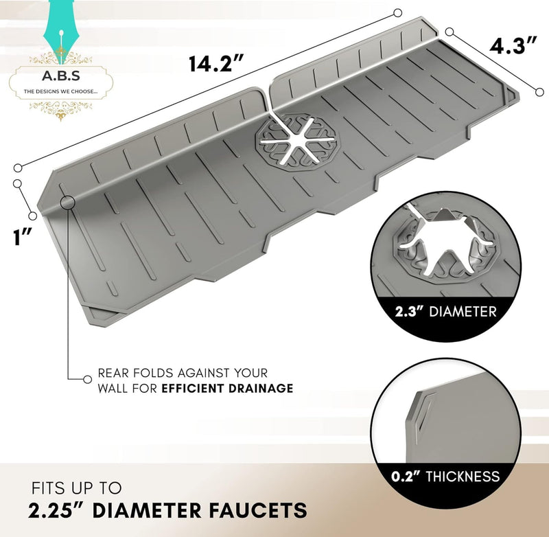 [Australia - AusPower] - Home Supply Silicone Sink Faucet Mat, Splash Protector, 10.2 Inches, Gray 