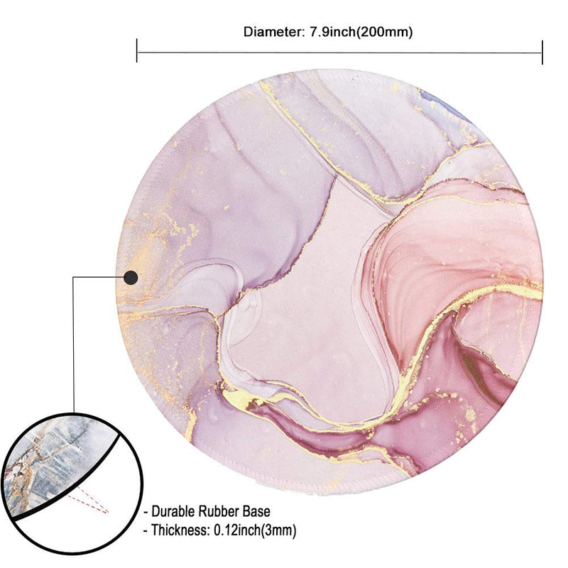 [Australia - AusPower] - Mouse Pad,Anti Slip Rubber Round Mousepads Desktop Notebook Mouse Mat with Stitched Edge for Working and Gaming (Marble Pretty Pink) Marble Pretty Pink 