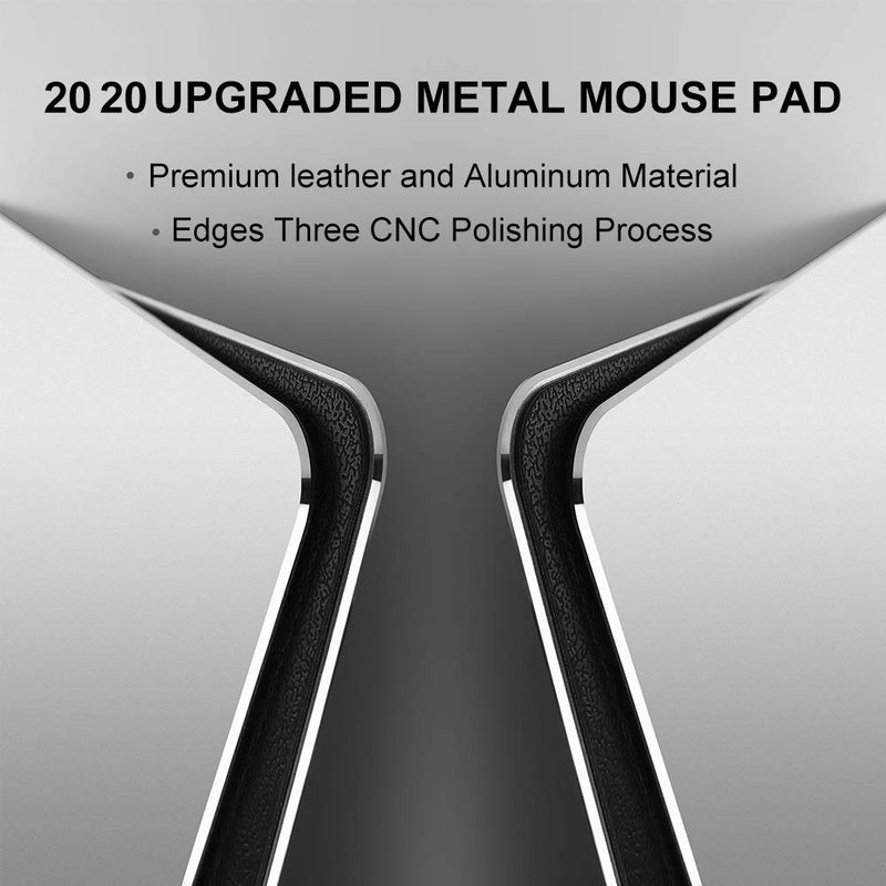 [Australia - AusPower] - HONKID Metal Aluminum Mouse Pad, Office and Gaming Thin Hard Mouse Mat Double Sided Waterproof Fast and Accurate Control Mousepad for Laptop, Computer and PC,9.05"x7.08", Silver 9.05 X 7.08 inch 